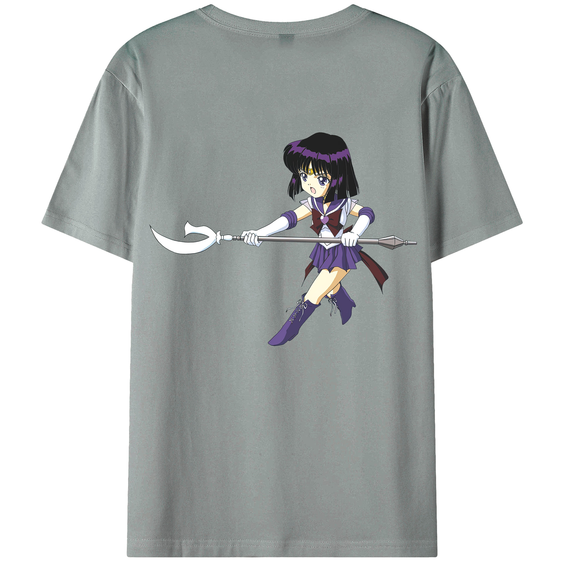 （画像用） 美少女戦士セーラームーン 土萠ほたる Sailor Moon Tomoe Hotaru （セーラーサターン；Sailor Saturn） 綿100％ メンズ半袖Tシャツ（バックプリント） 通気性